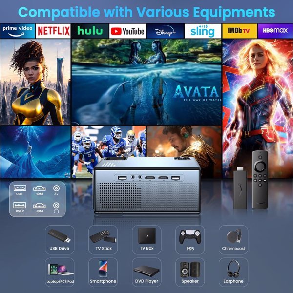 1080P WiFi Bluetooth Projector