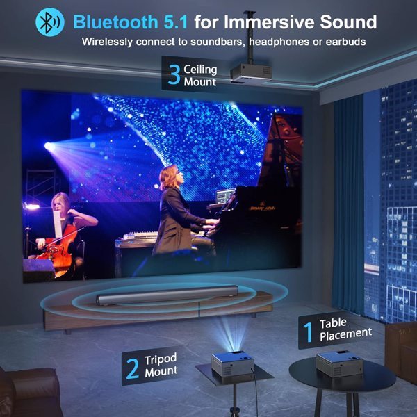 1080P WiFi Bluetooth Projector