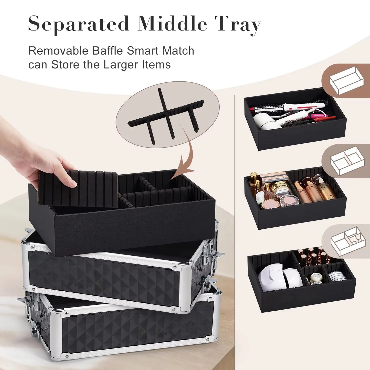 Joligrace Make-up Koffer – 4-in-1 Professionele Beauty Trolley