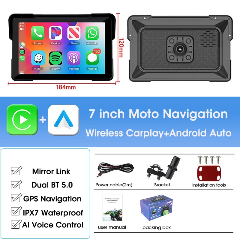 5/7-inch Motor Navigatiesysteem - Draadloos CarPlay & Android Auto