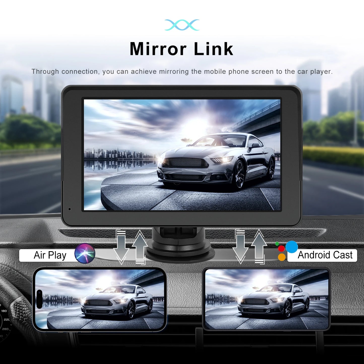 Draadloze 7-inch CarPlay Monitor voor Auto