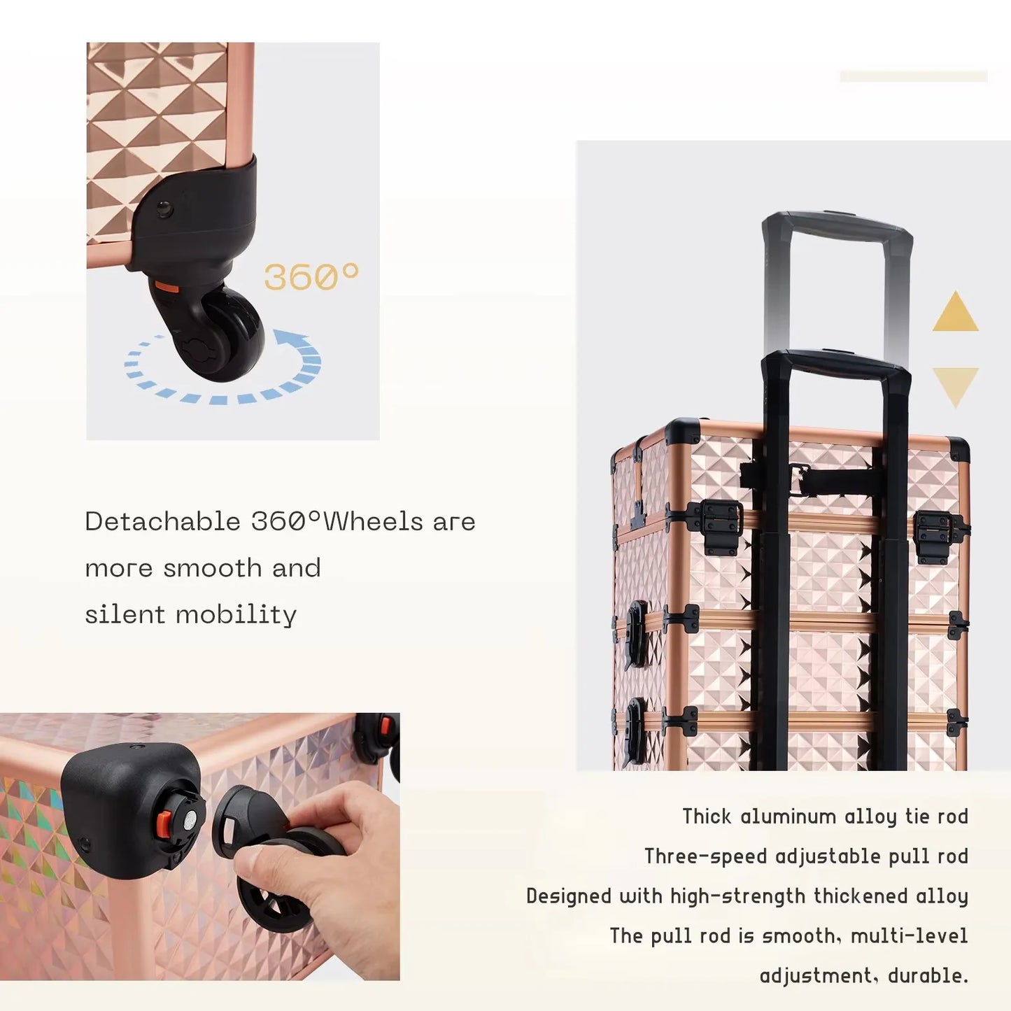 Joligrace Make-up Koffer – 4-in-1 Professionele Beauty Trolley