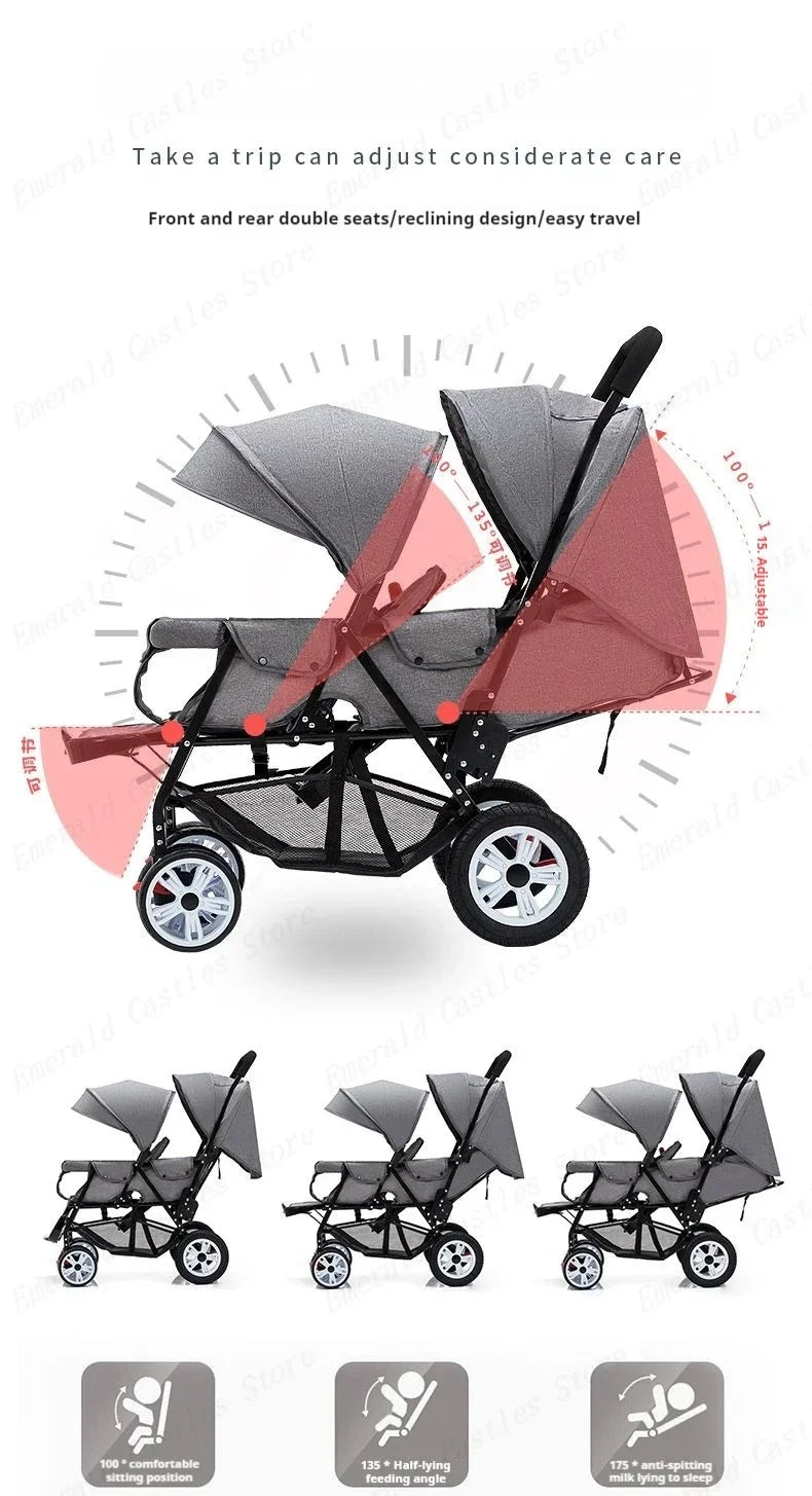 Lichte Dubbele Buggy met Twee Stoelen