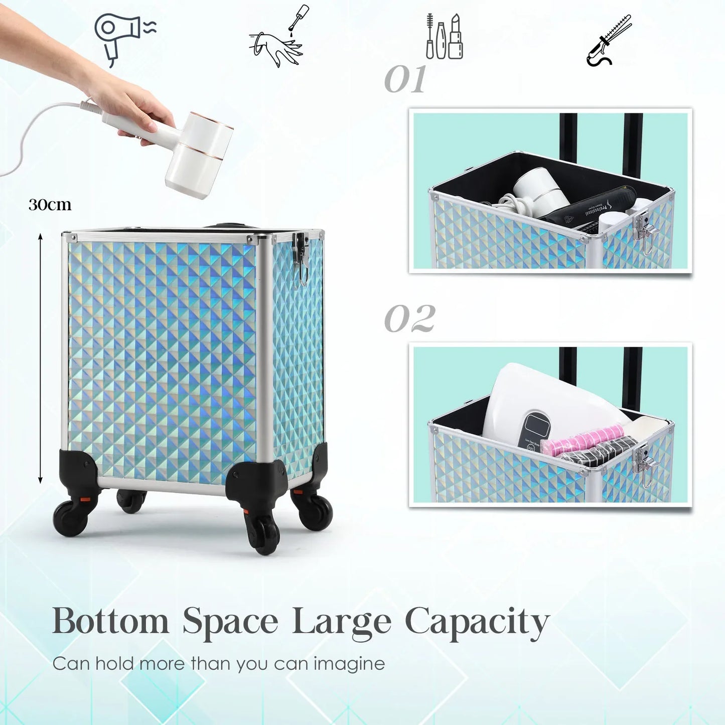 Joligrace Make-up Koffer – 4-in-1 Professionele Beauty Trolley
