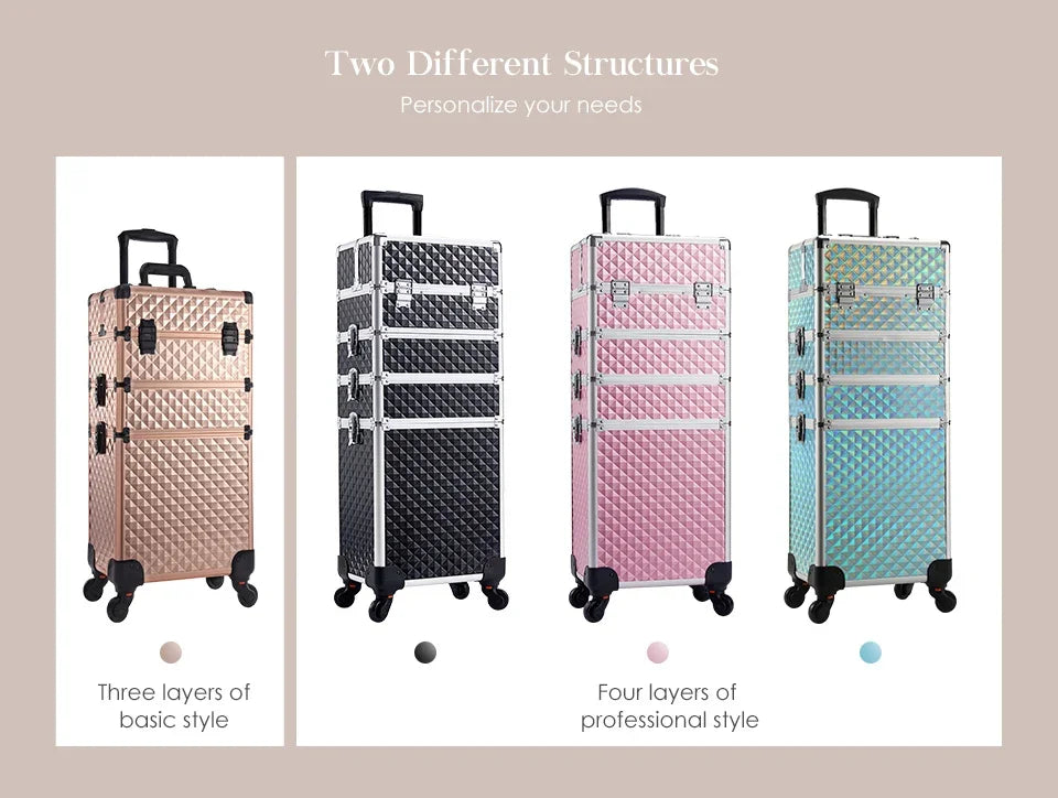 Joligrace Make-up Koffer – 4-in-1 Professionele Beauty Trolley