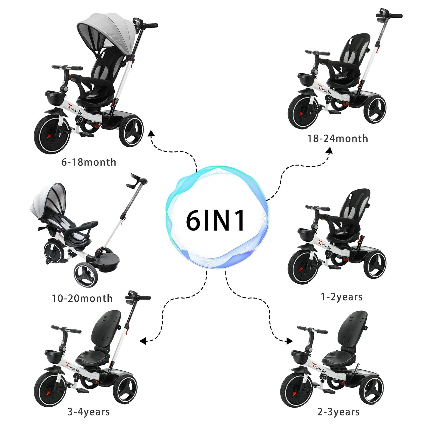 6-in-1 Baby Loopfiets & Driewieler