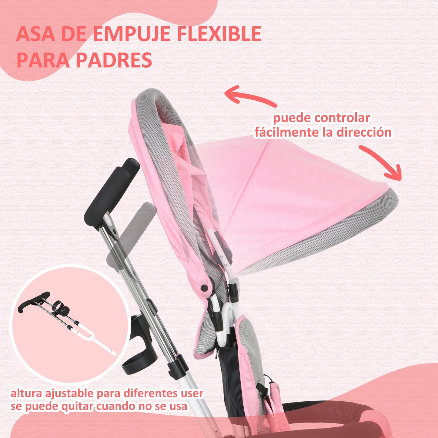 6-in-1 Baby Driewieler(Roze)