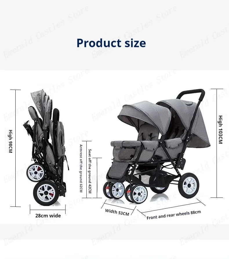 Lichte Dubbele Buggy met Twee Stoelen