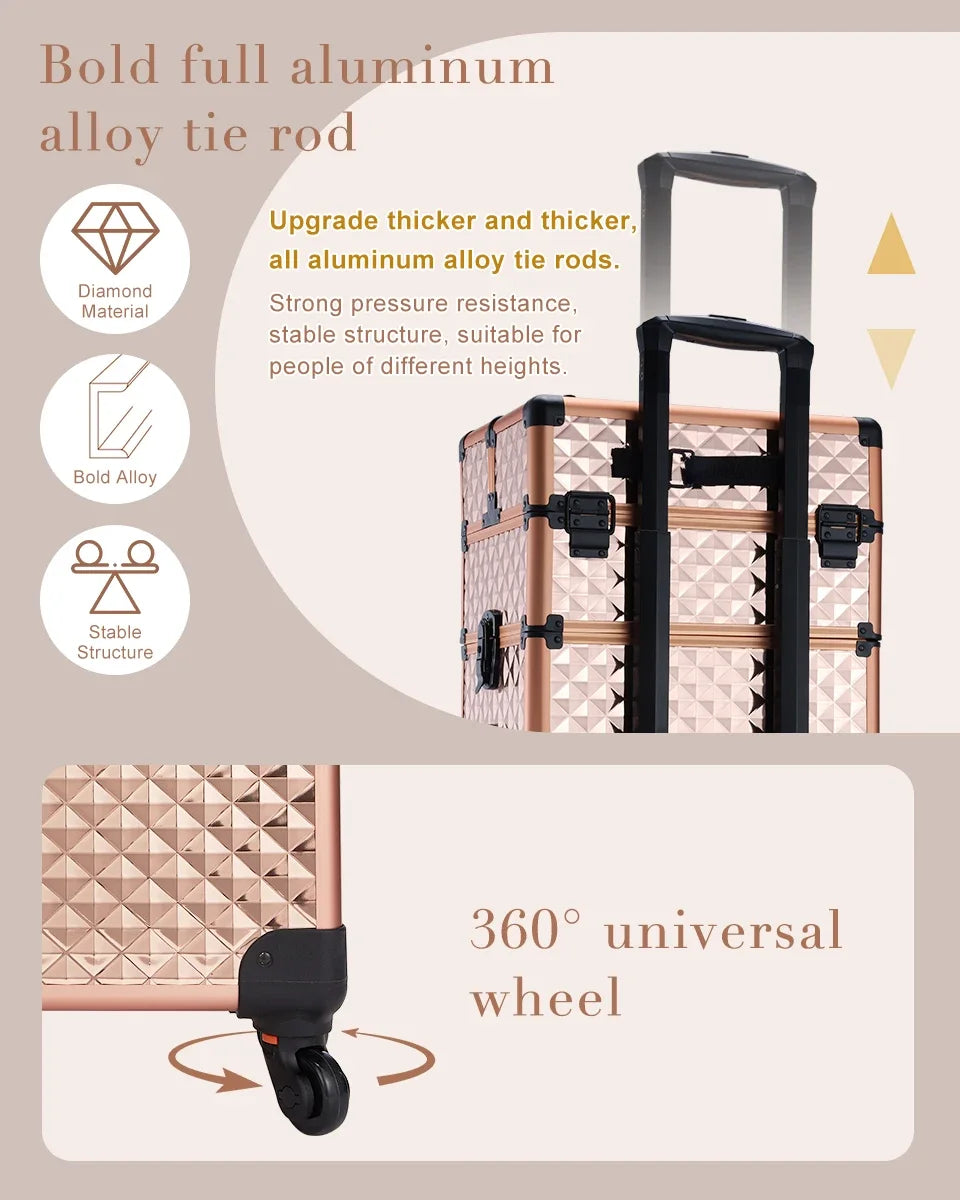 Joligrace Make-up Koffer – 4-in-1 Professionele Beauty Trolley