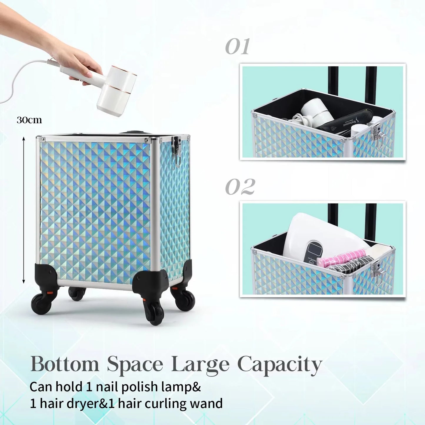 Joligrace Make-up Koffer – 4-in-1 Professionele Beauty Trolley