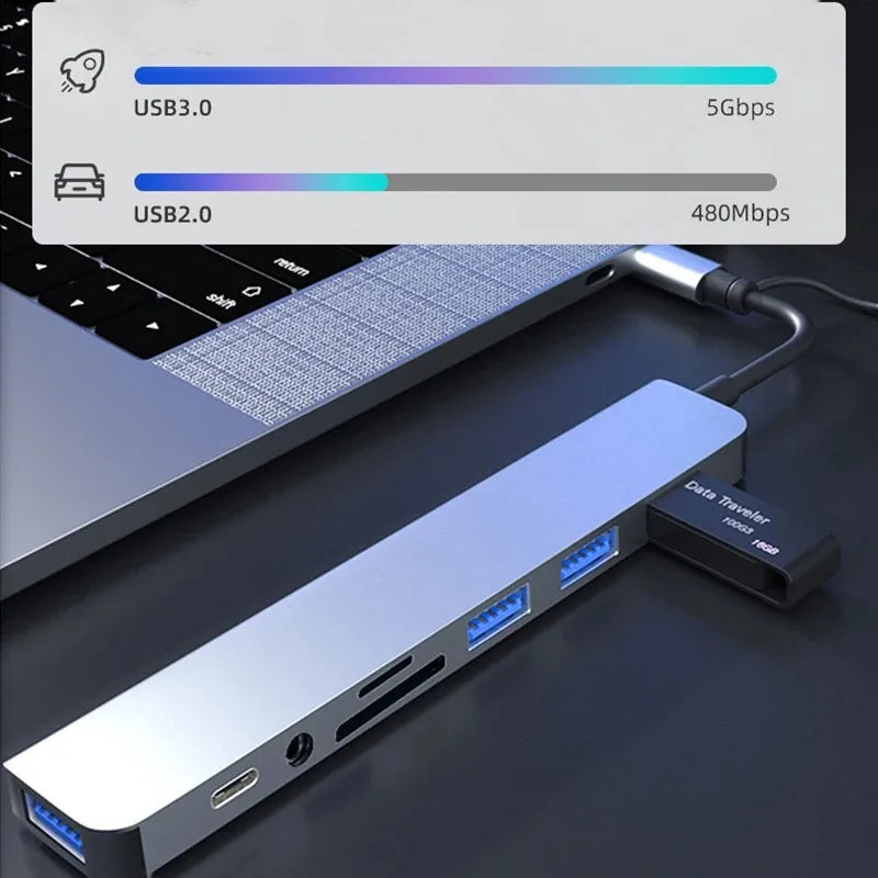 8-in-1 USB-C Hub: Snel, Handig & Alles-in-Één!