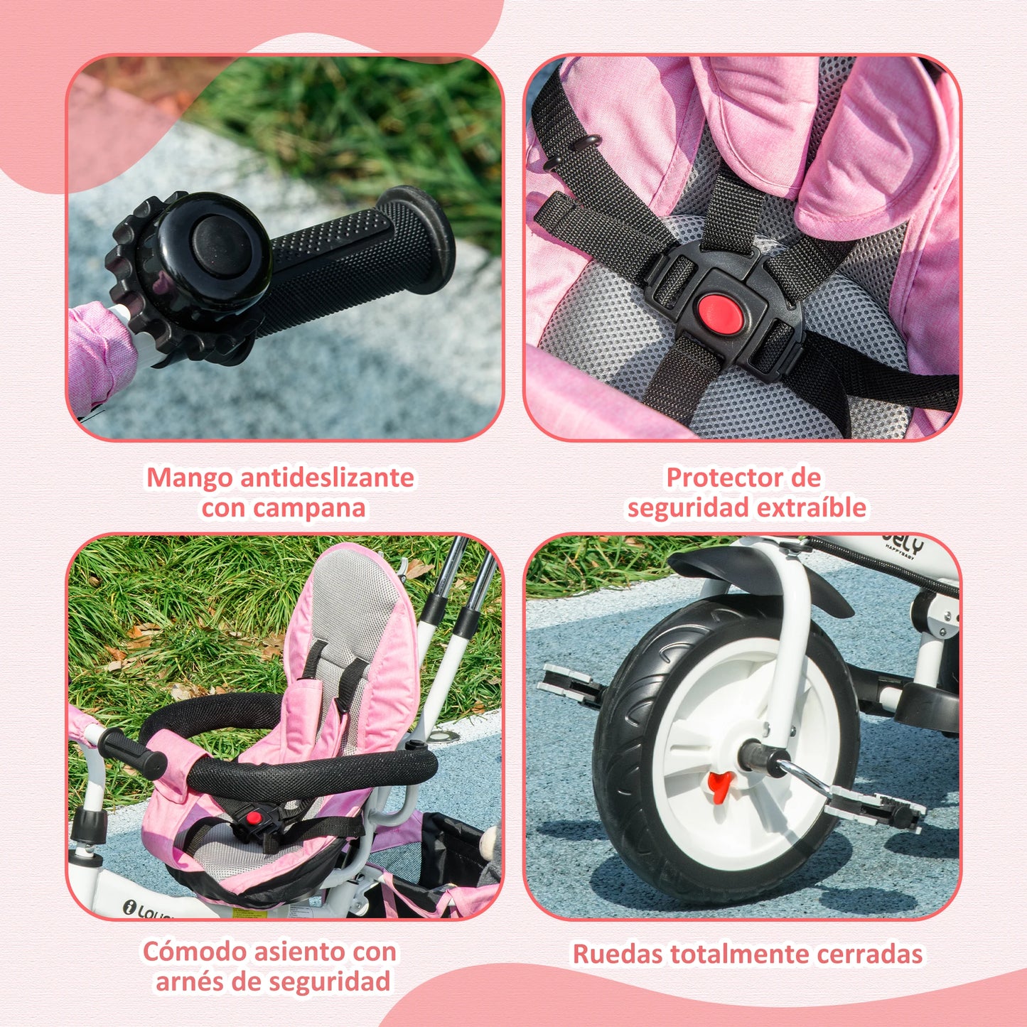 6-in-1 Baby Driewieler(Roze)