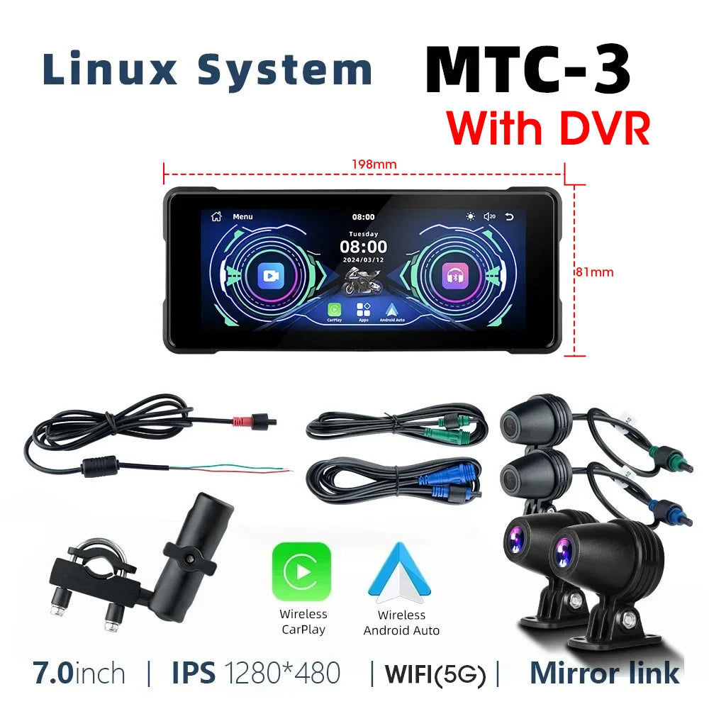 7-inch Motor GPS Navigatiesysteem - Draadloos CarPlay & Android Auto