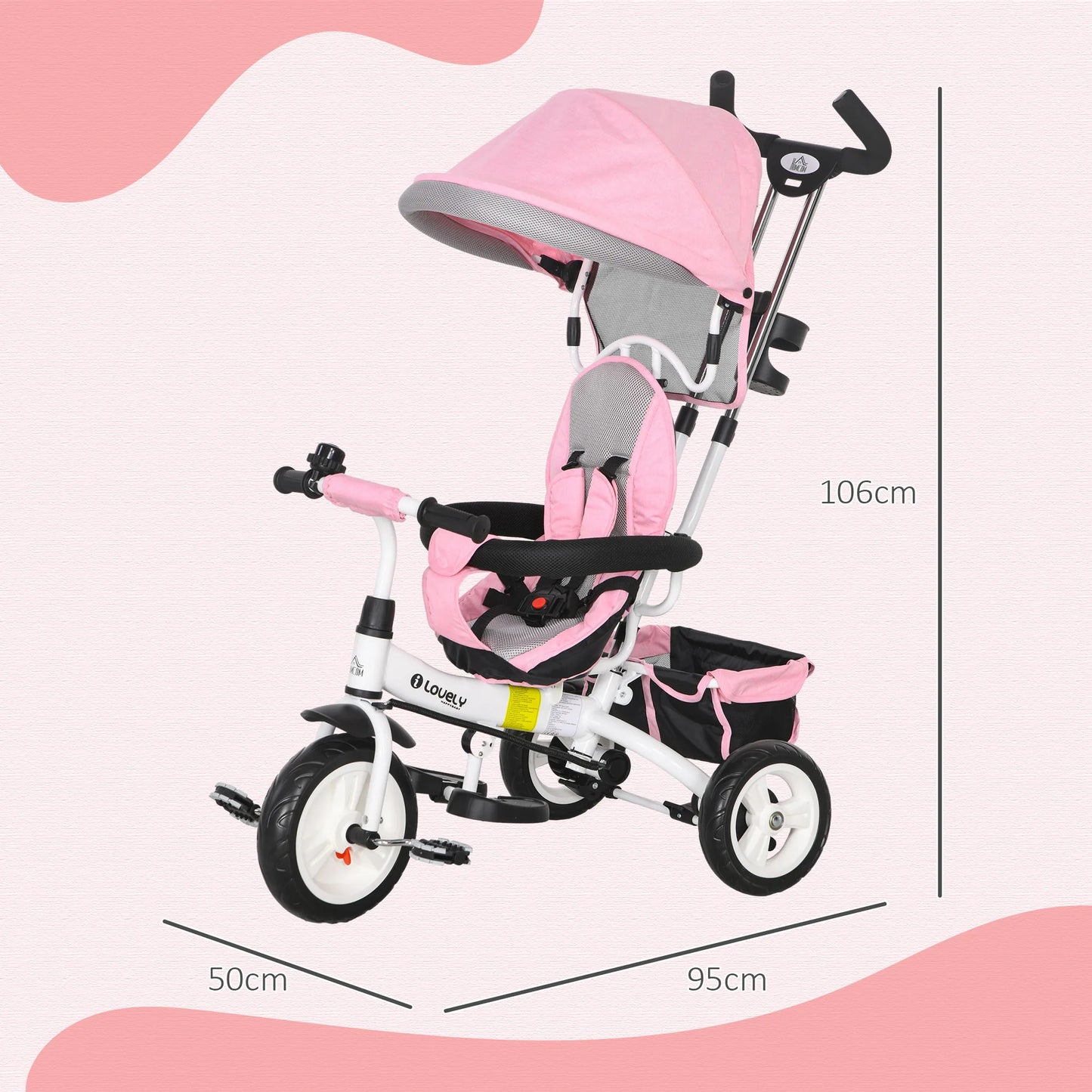 6-in-1 Baby Driewieler(Roze)