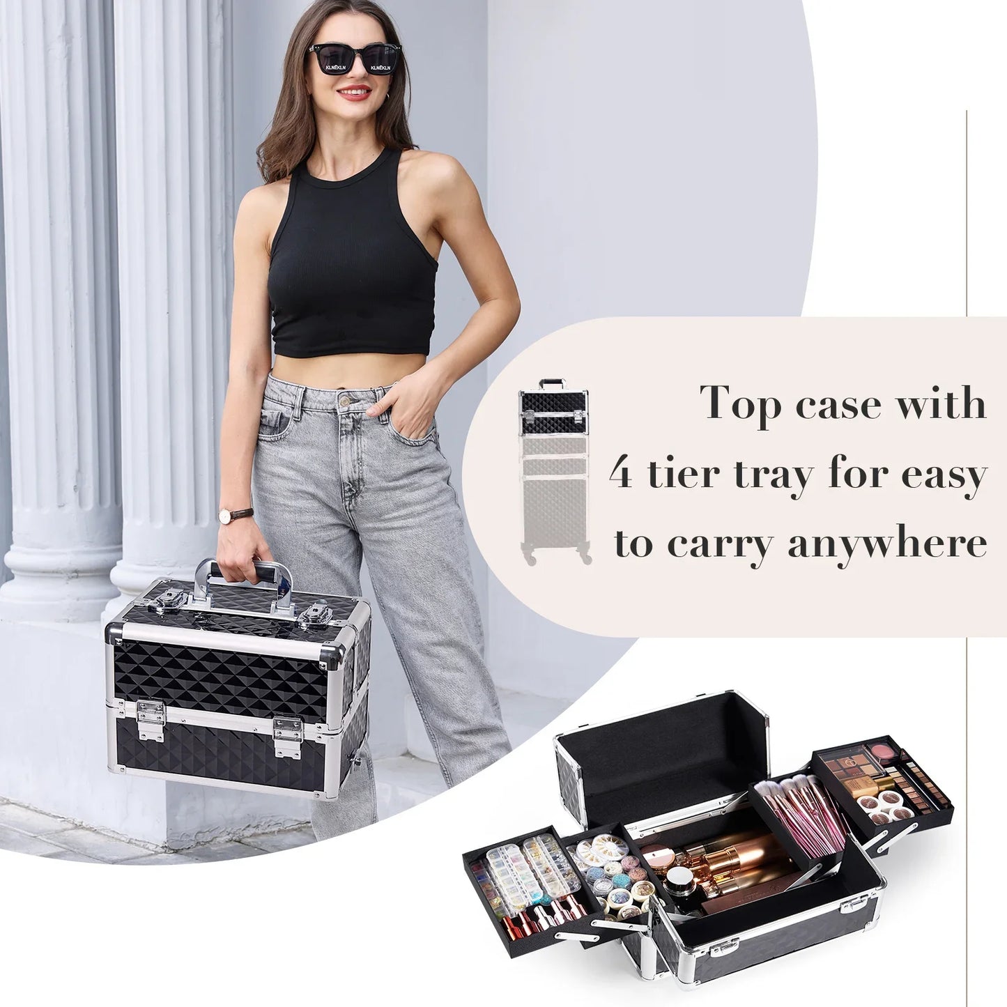Joligrace Make-up Koffer – 4-in-1 Professionele Beauty Trolley