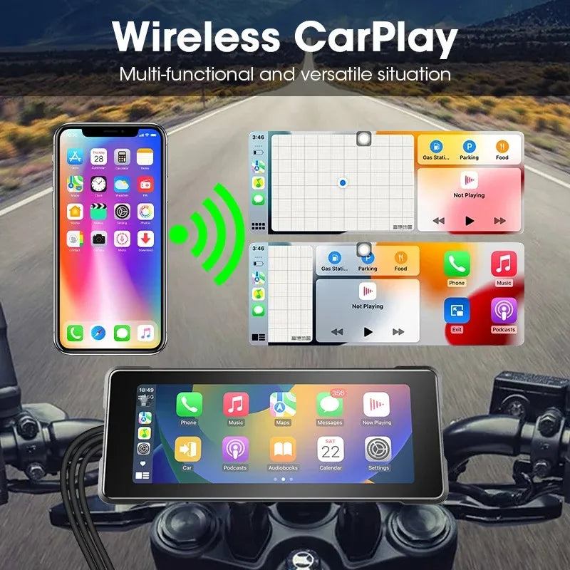 7-inch Motor GPS Navigatiesysteem - Draadloos CarPlay & Android Auto
