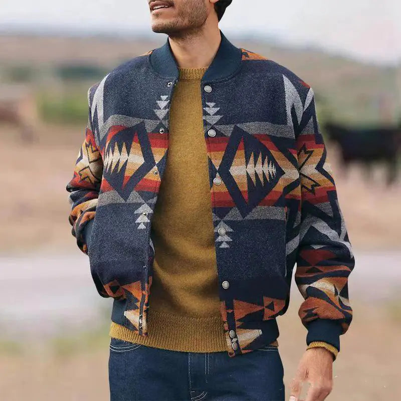 Geometrisch Patroon Cardigan Jacket