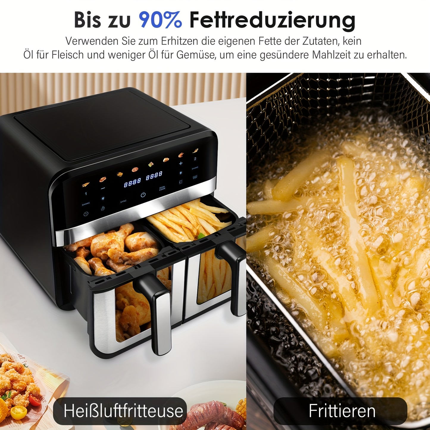 Kehot Dual Compartment Air Fryer – Snel, Slim & Smakelijk Koken