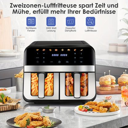 Kehot Dual Compartment Air Fryer – Snel, Slim & Smakelijk Koken