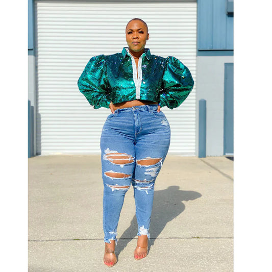 Grote Dames Denim Broek