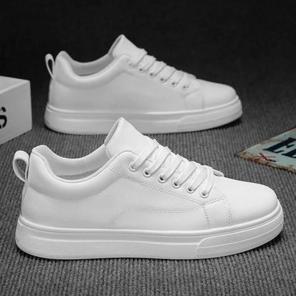 Heren Sneakers - Luxe PU Leer Casual Schoenen in Wit/Zwart