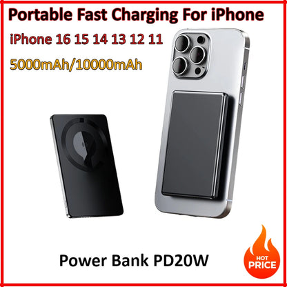 10000mAh MagSafe Power Bank – Ultradun, Draadloos en Razendsnel Opladen voor iPhone