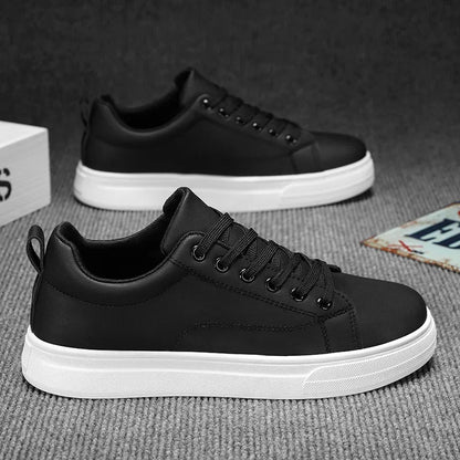 Heren Sneakers - Luxe PU Leer Casual Schoenen in Wit/Zwart