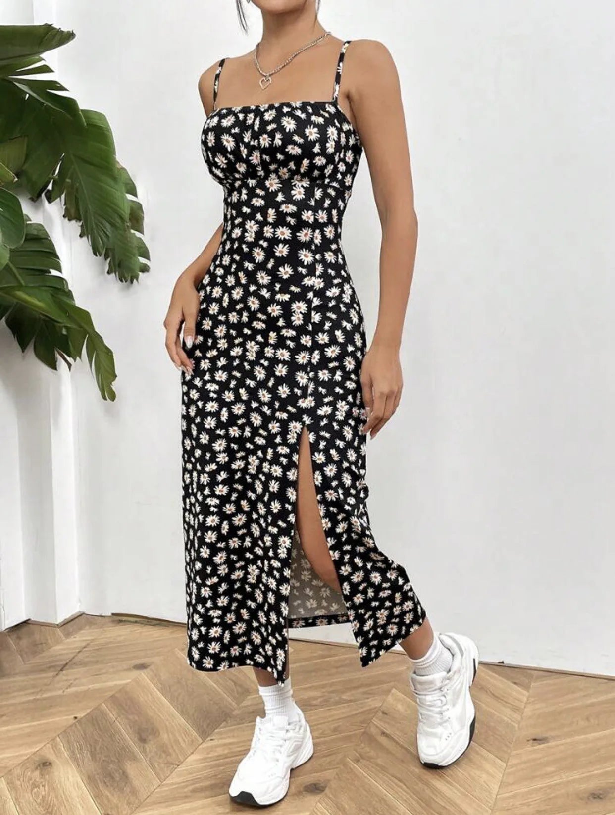 Vintage Zomerjurk met Open Rug & Zijsplit