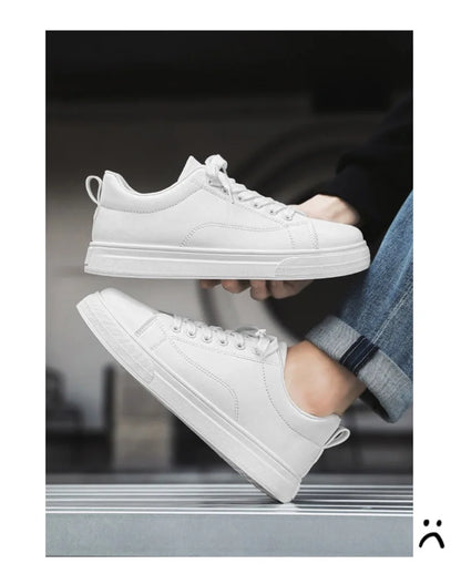 Heren Sneakers - Luxe PU Leer Casual Schoenen in Wit/Zwart