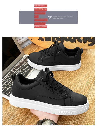 Heren Sneakers - Luxe PU Leer Casual Schoenen in Wit/Zwart