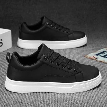 Heren Sneakers - Luxe PU Leer Casual Schoenen in Wit/Zwart