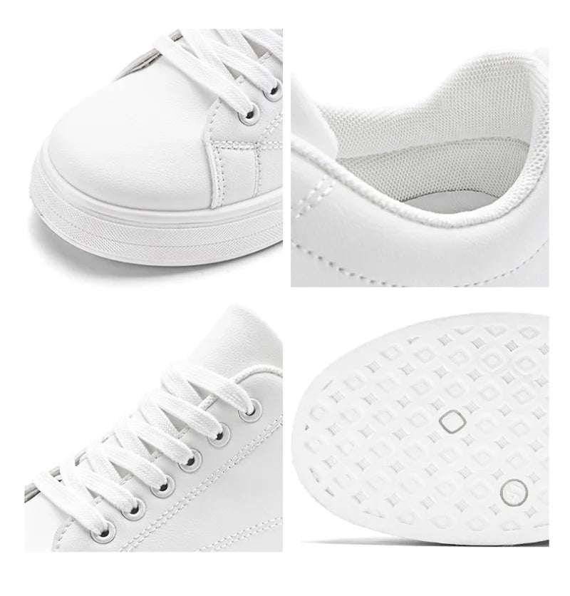 Heren Sneakers - Luxe PU Leer Casual Schoenen in Wit/Zwart