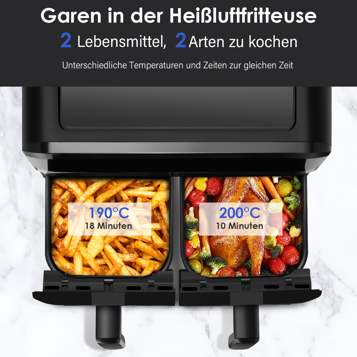Kehot Dual Compartment Air Fryer – Snel, Slim & Smakelijk Koken