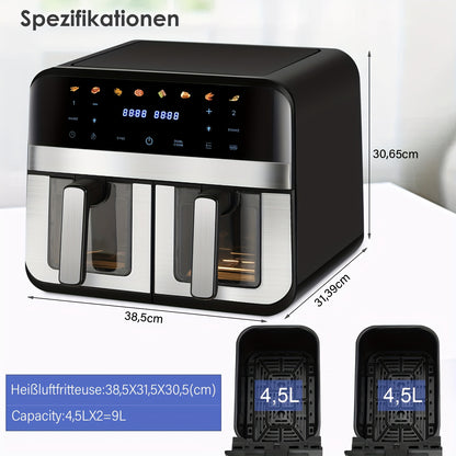 Kehot Dual Compartment Air Fryer – Snel, Slim & Smakelijk Koken