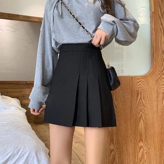 Slimme Plooien High Waist A-Line Rok – Moeiteloze Elegance
